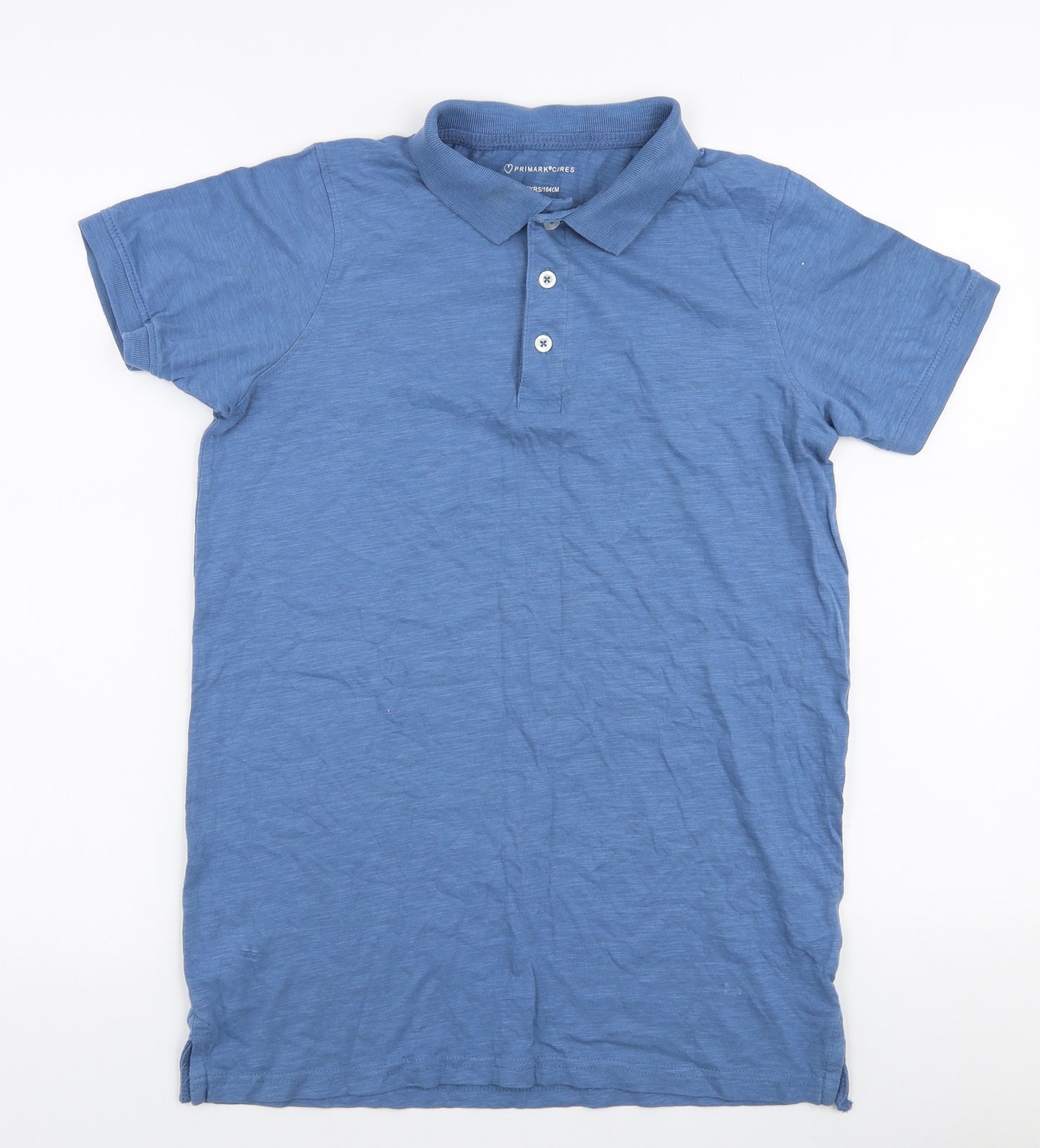 Primark Boys Blue  100% Cotton Jersey Polo Size 13-14 Years Collared Button