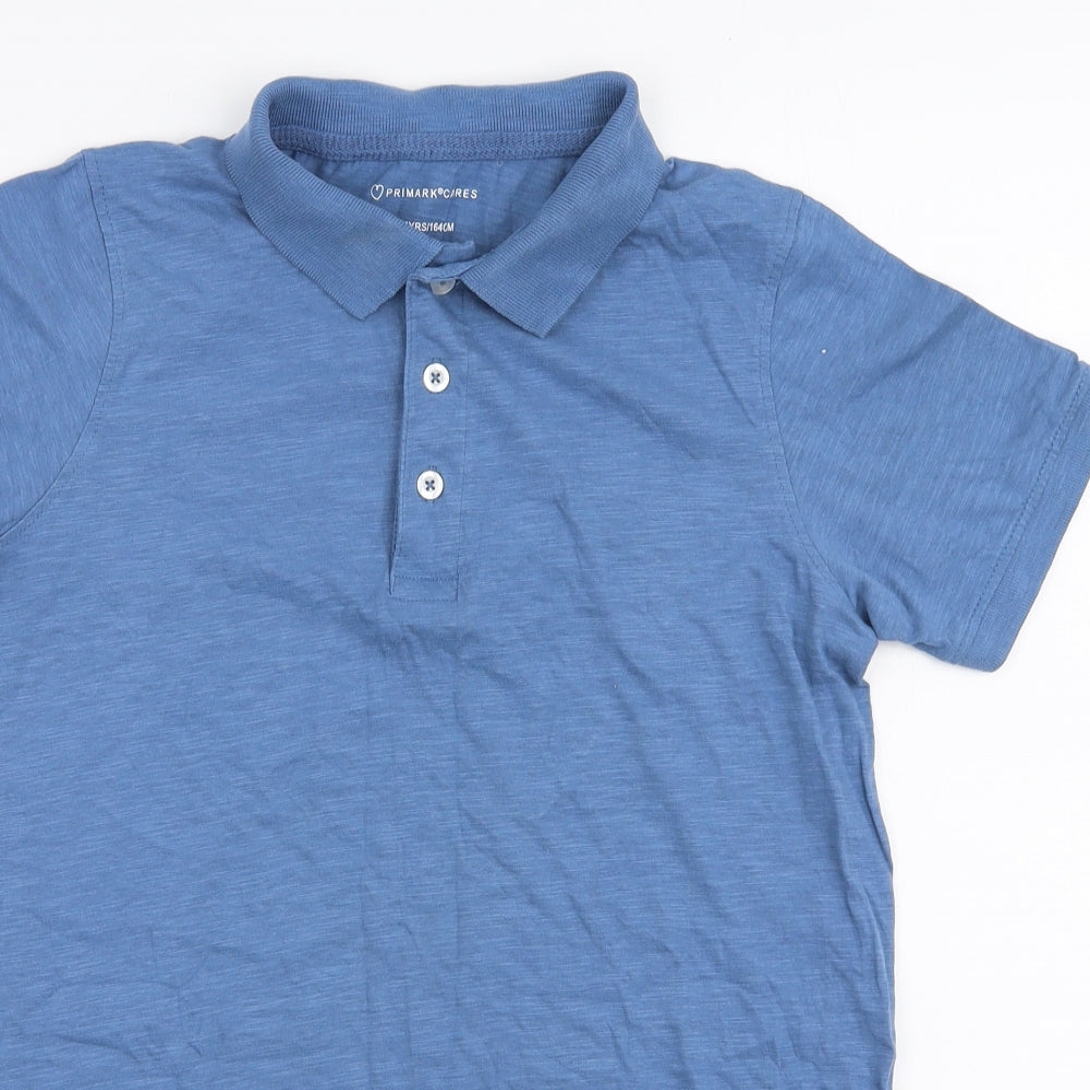 Primark Boys Blue  100% Cotton Jersey Polo Size 13-14 Years Collared Button