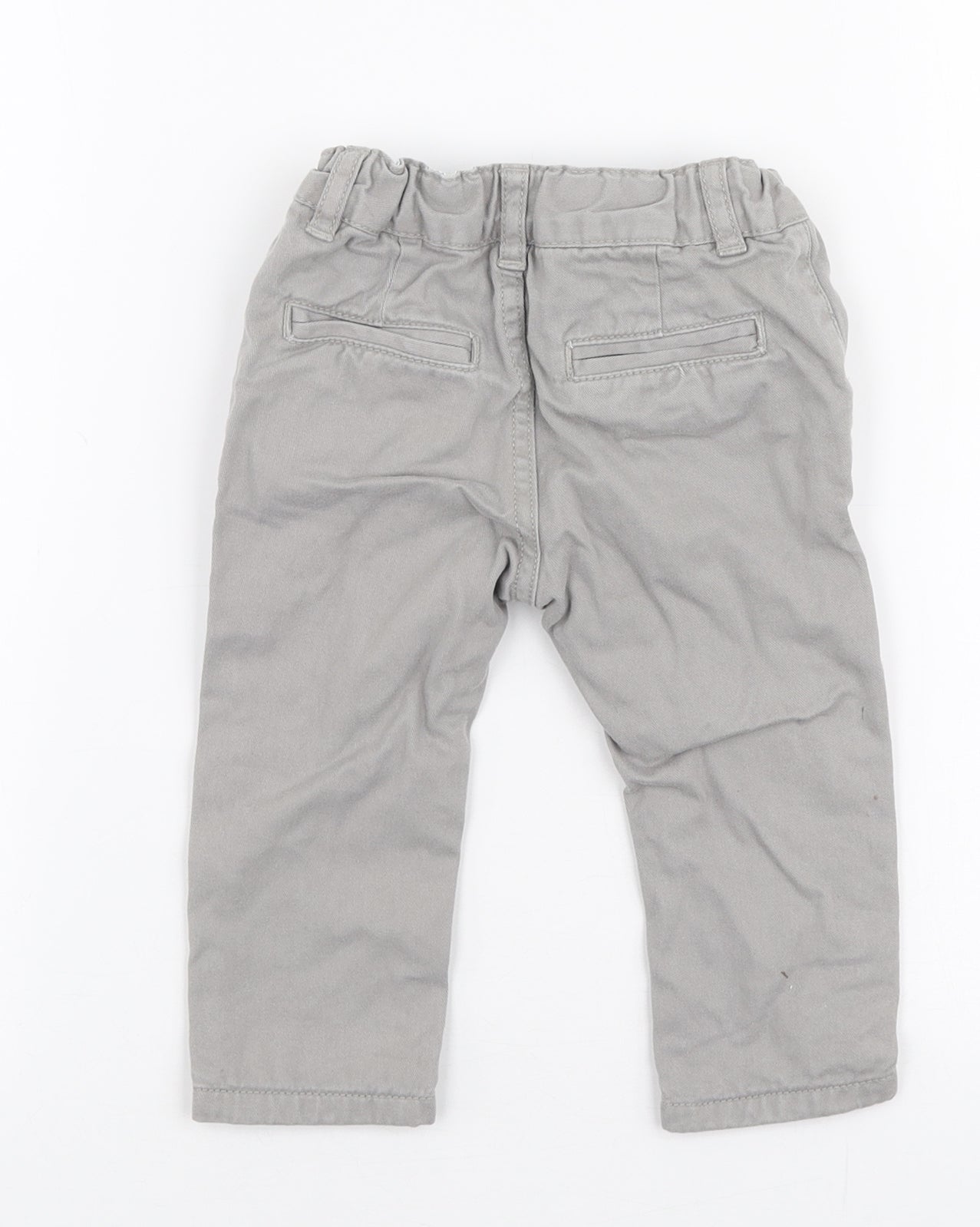 Marks and Spencer Boys Grey  100% Cotton Capri Trousers Size 6-9 Months  Button