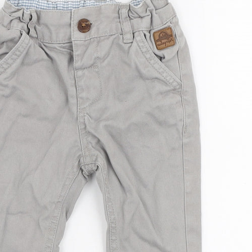 Marks and Spencer Boys Grey  100% Cotton Capri Trousers Size 6-9 Months  Button