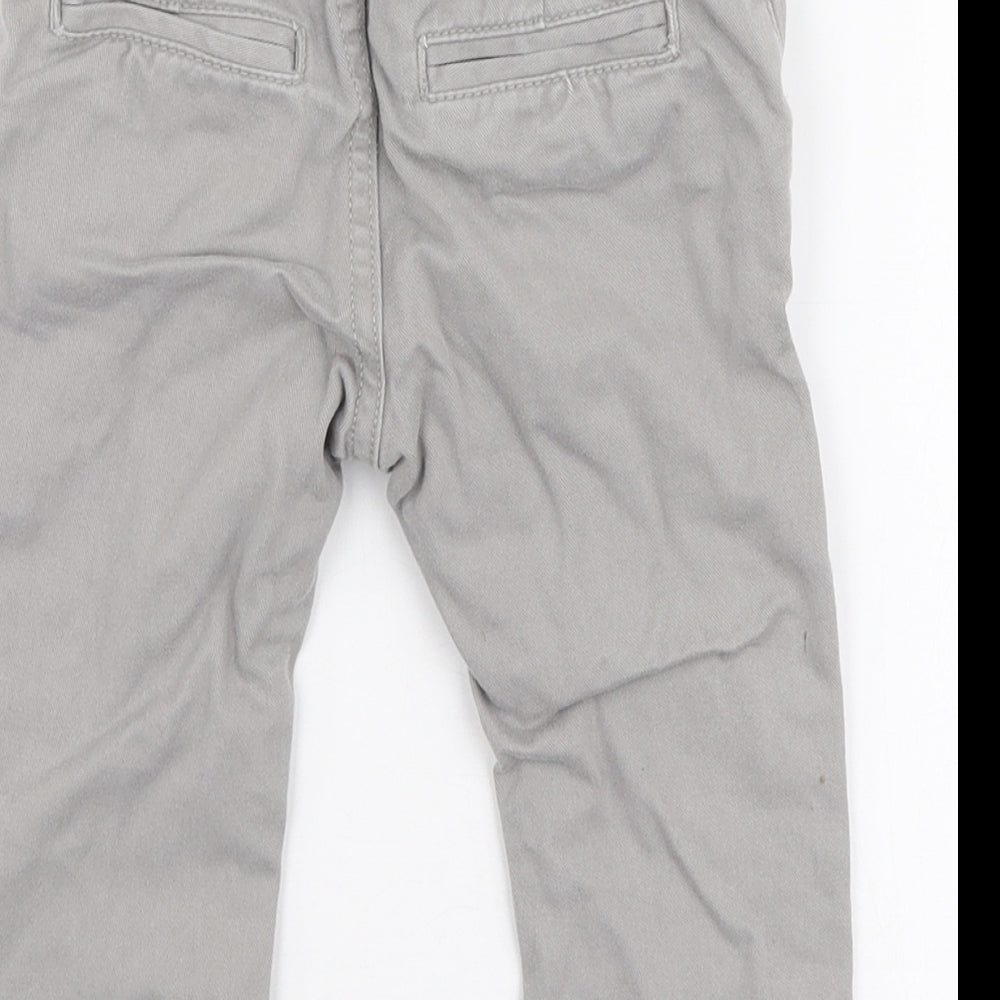 Marks and Spencer Boys Grey  100% Cotton Capri Trousers Size 6-9 Months  Button