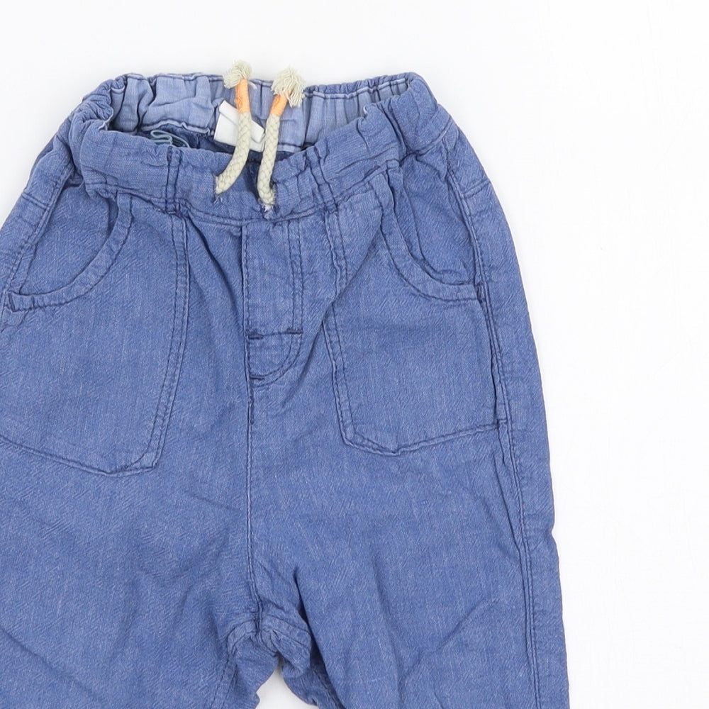 H&M Boys Blue  Linen  Trousers Size 18-24 Months  Drawstring