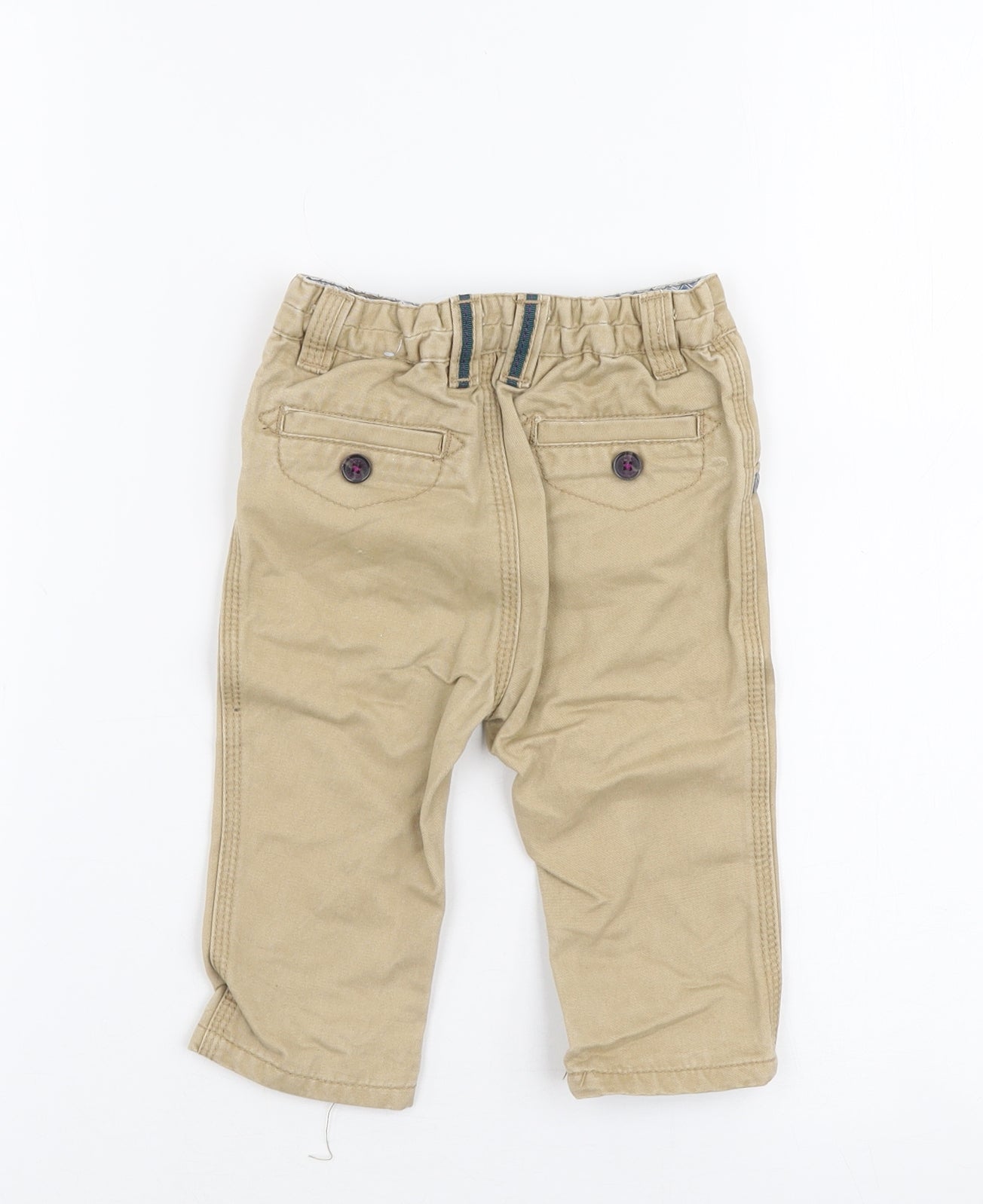 Ted Baker Boys Beige  100% Cotton Cargo Trousers Size 6-9 Months  Button
