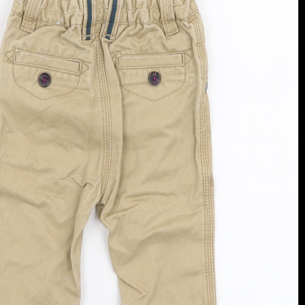 Ted Baker Boys Beige  100% Cotton Cargo Trousers Size 6-9 Months  Button