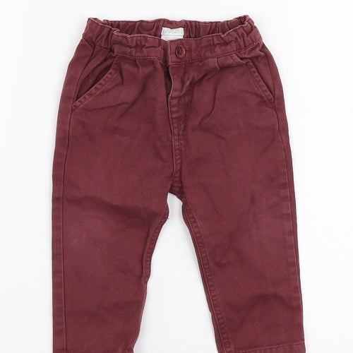 mamas & papas Boys Red  100% Cotton Cargo Trousers Size 12-18 Months  Button