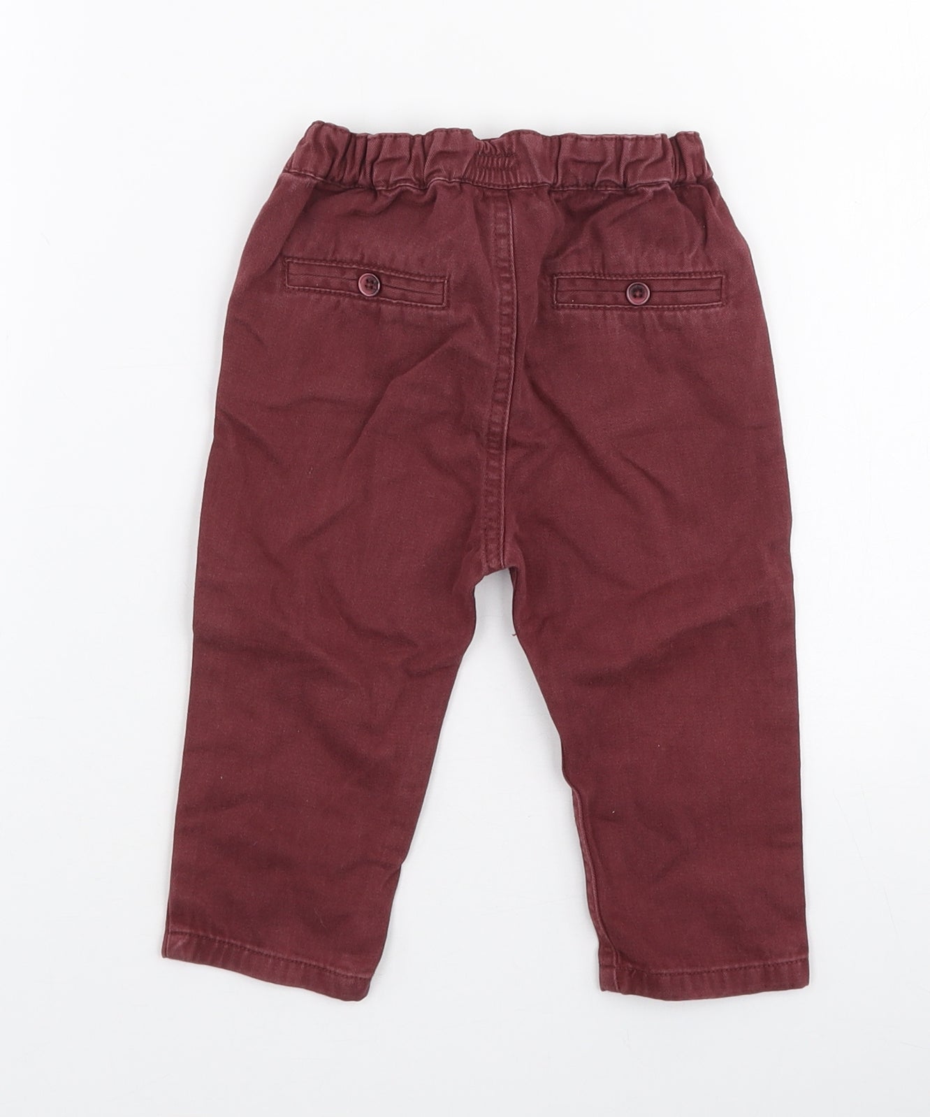 mamas & papas Boys Red  100% Cotton Cargo Trousers Size 12-18 Months  Button