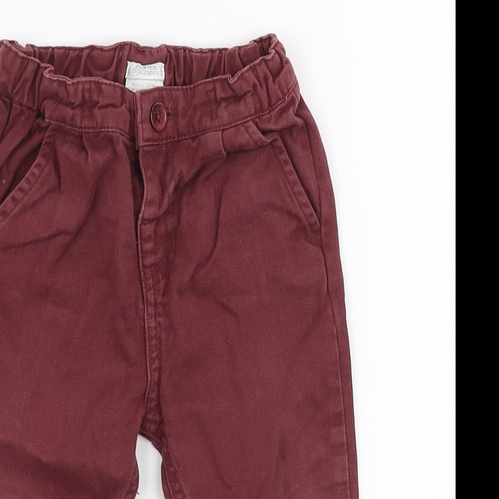 mamas & papas Boys Red  100% Cotton Cargo Trousers Size 12-18 Months  Button