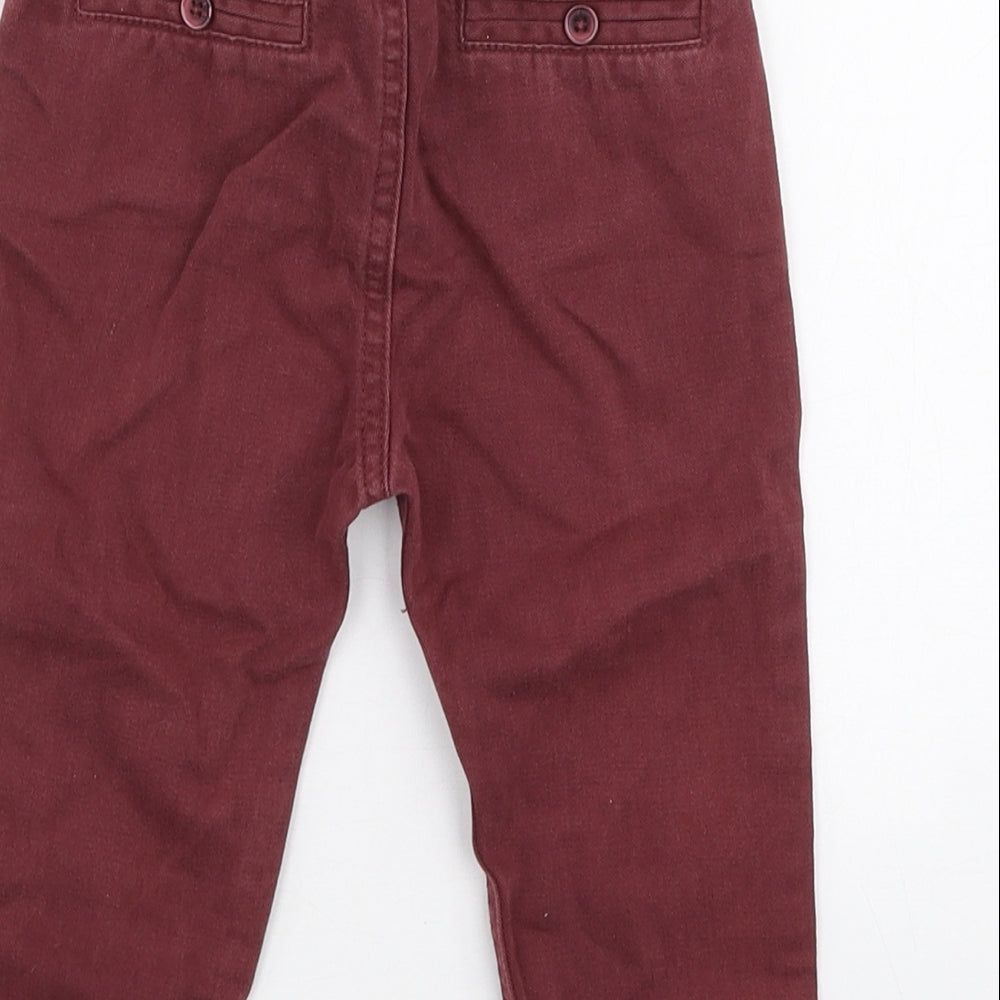 mamas & papas Boys Red  100% Cotton Cargo Trousers Size 12-18 Months  Button
