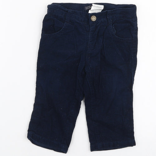 Losan Boys Blue  100% Cotton Cargo Trousers Size 9 Months  Button