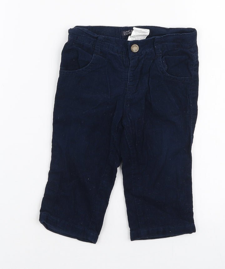 Losan Boys Blue  100% Cotton Cargo Trousers Size 9 Months  Button
