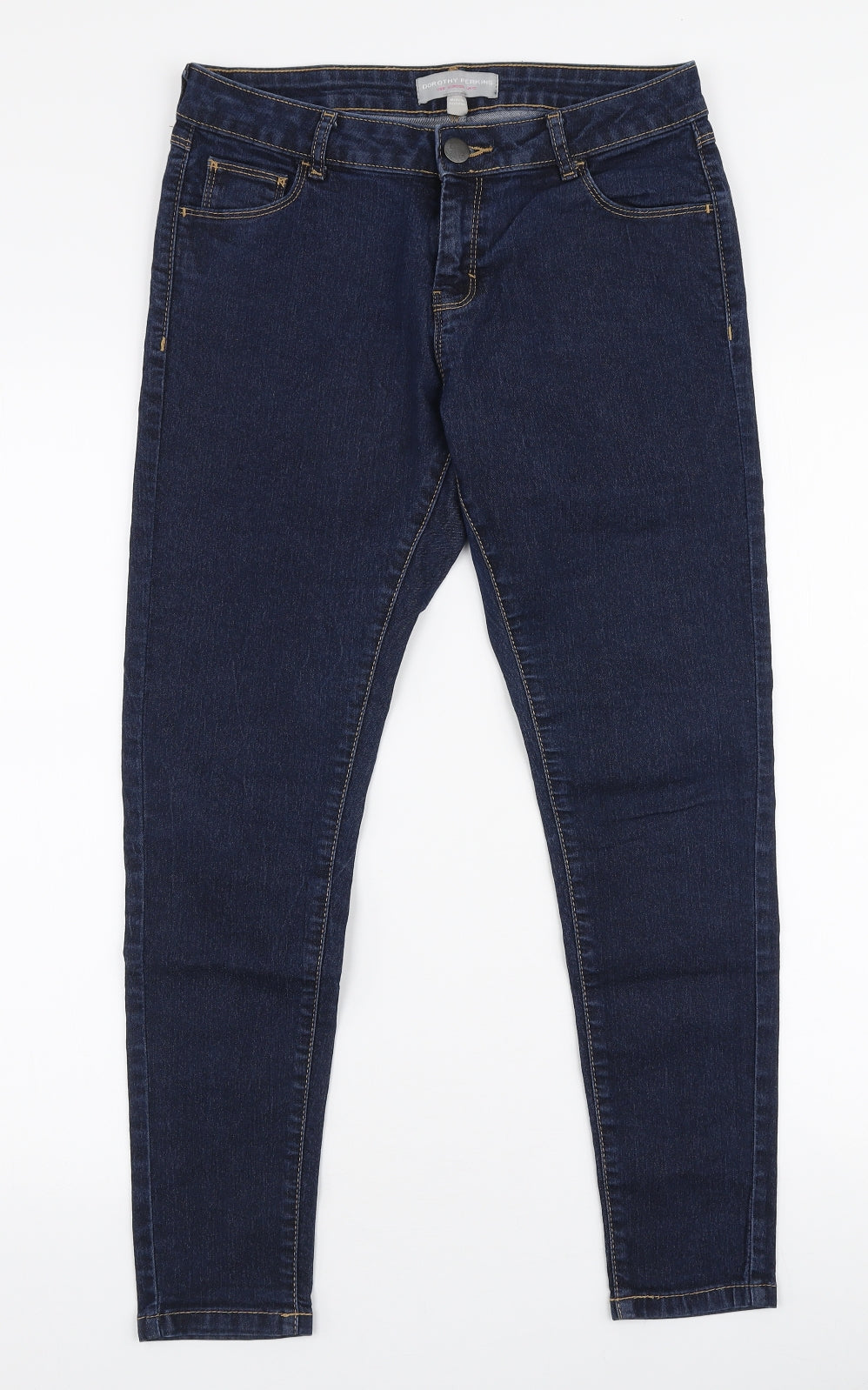 Dorothy Perkins Womens Blue  Cotton Skinny Jeans Size 10 L26 in Slim Zip