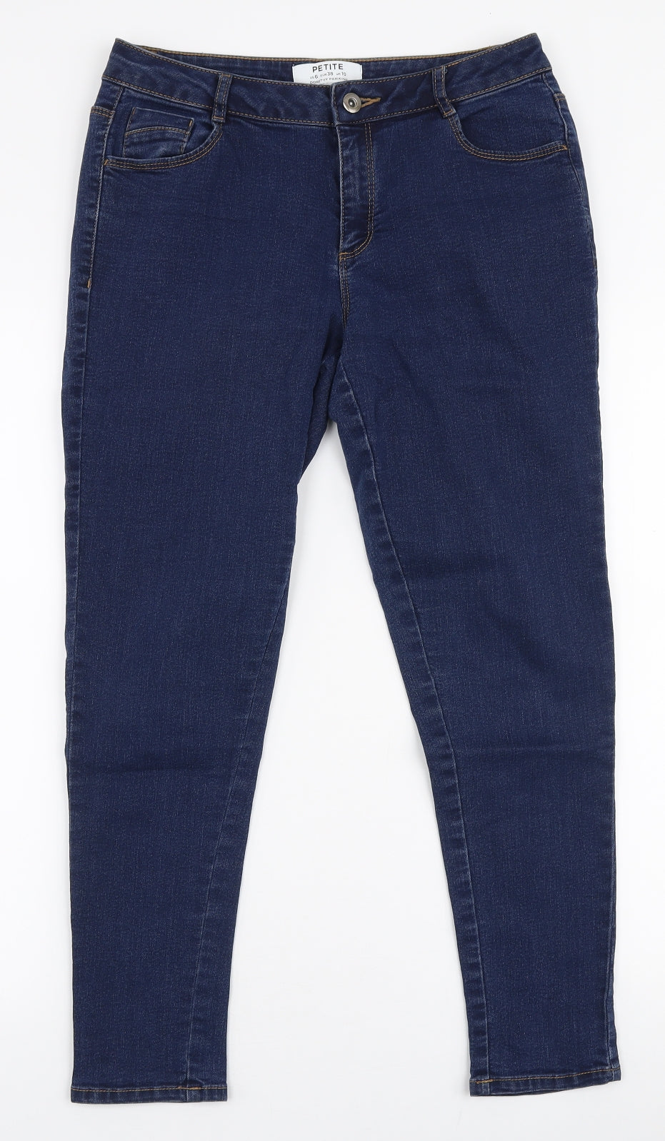 Dorothy Perkins Womens Blue  Cotton Skinny Jeans Size 10 L25 in Slim Zip