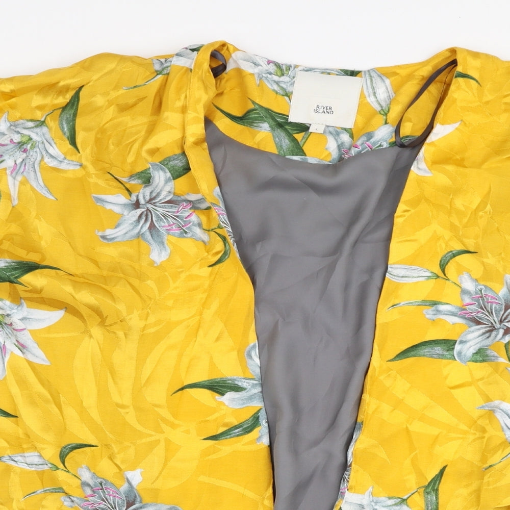 River Island Womens Yellow Floral  Kimono Jacket Size L
