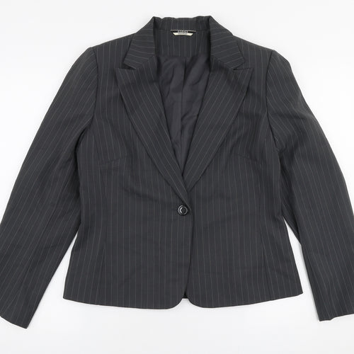 George Womens Grey Striped  Jacket Blazer Size 14  Button