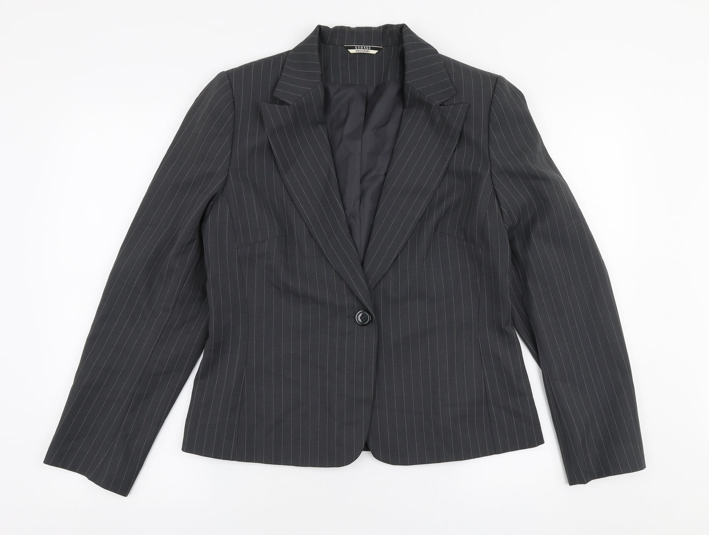 George Womens Grey Striped  Jacket Blazer Size 14  Button