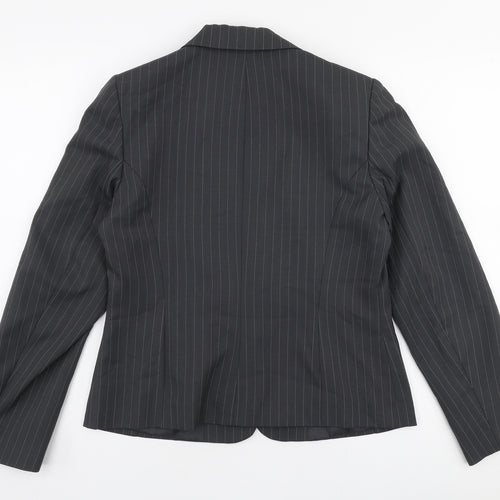 George Womens Grey Striped  Jacket Blazer Size 14  Button