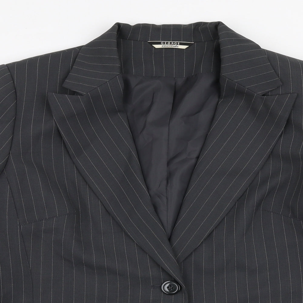 George Womens Grey Striped  Jacket Blazer Size 14  Button