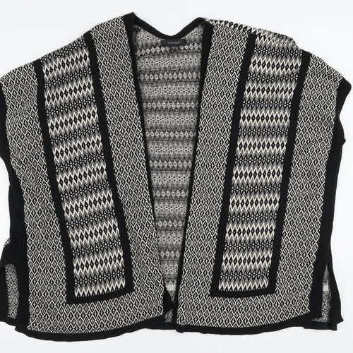 Armosphere Womens Black V-Neck Geometric Cotton Cardigan Jumper Size 14