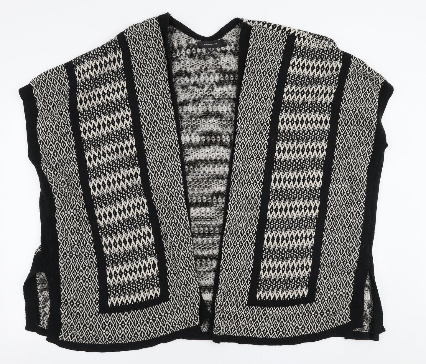 Armosphere Womens Black V-Neck Geometric Cotton Cardigan Jumper Size 14
