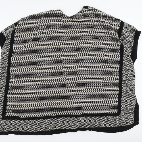 Armosphere Womens Black V-Neck Geometric Cotton Cardigan Jumper Size 14