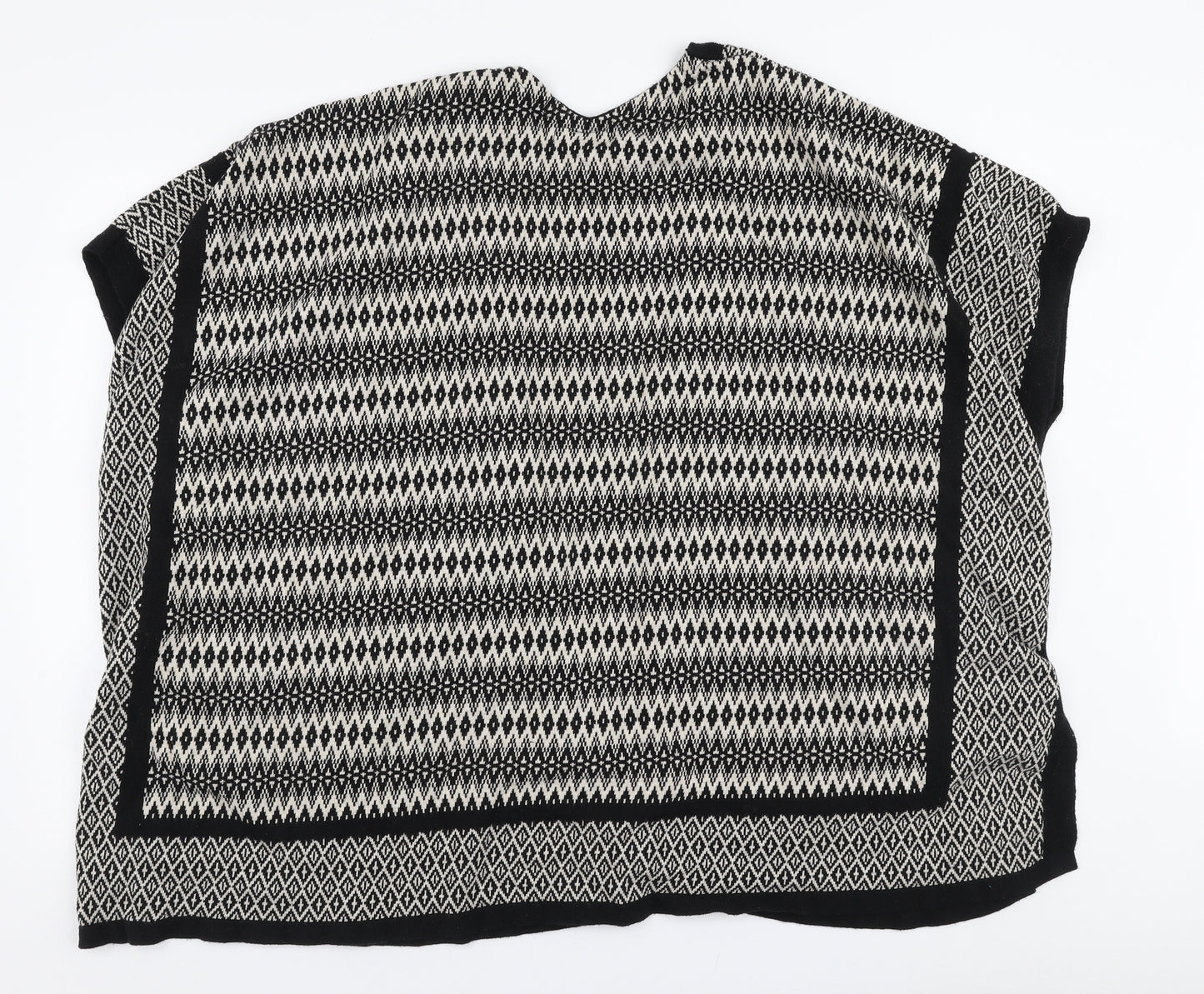 Armosphere Womens Black V-Neck Geometric Cotton Cardigan Jumper Size 14