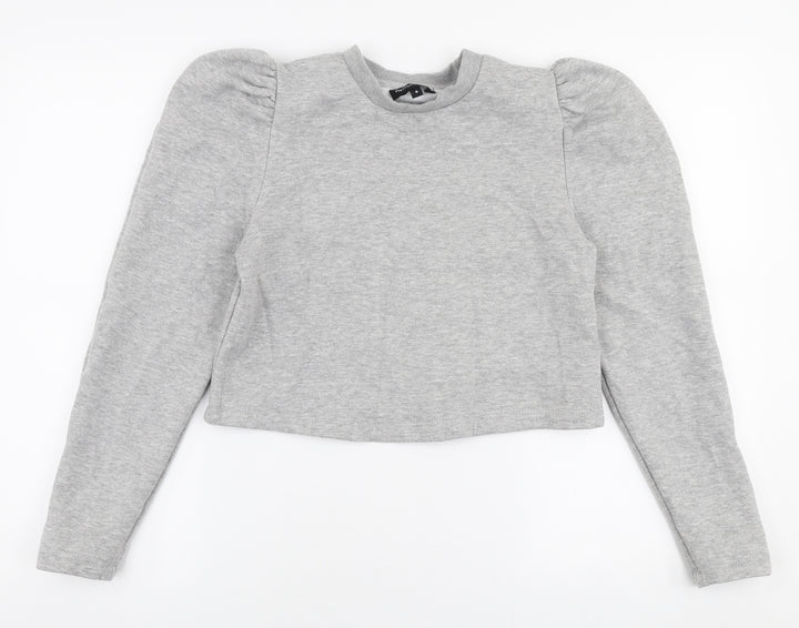 PRETTYLITTLETHING Womens Grey Polyester Pullover Sweatshirt Size 8 Pullover