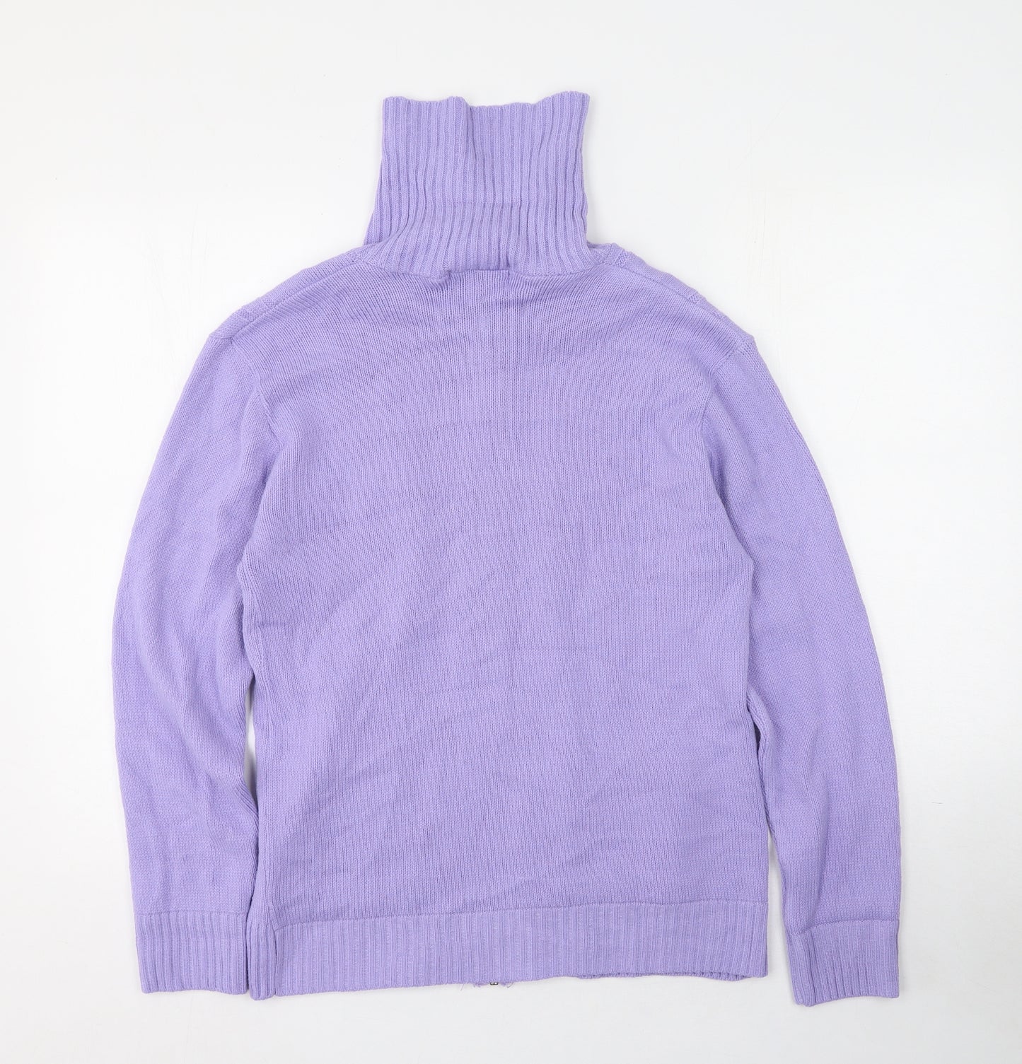 Pwe & Natww Womens Purple High Neck Geometric Acrylic Pullover Jumper Size M