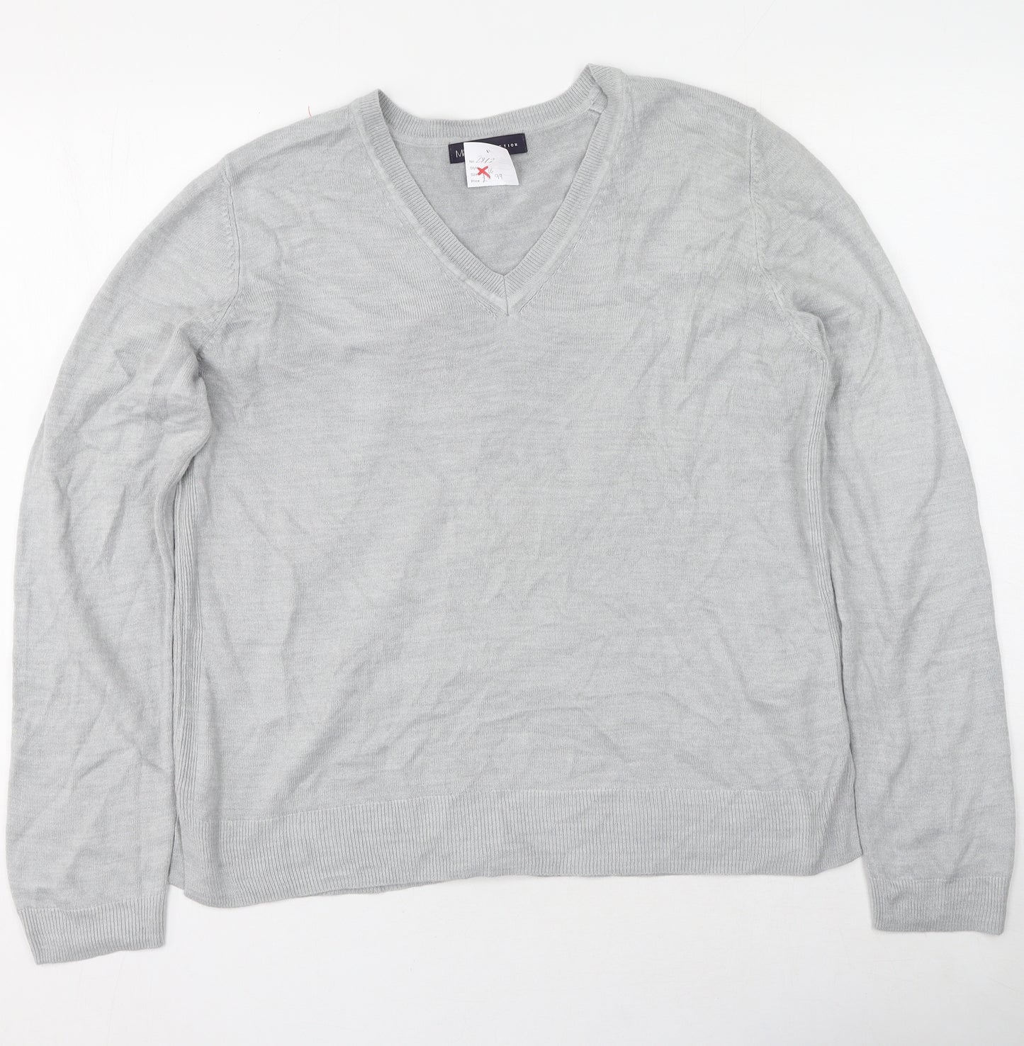 Marks and Spencer Womens Grey Scoop Neck  Acrylic Pullover Jumper Size 16