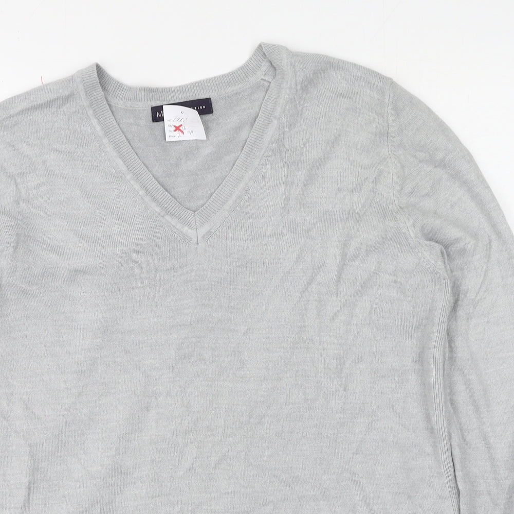 Marks and Spencer Womens Grey Scoop Neck  Acrylic Pullover Jumper Size 16