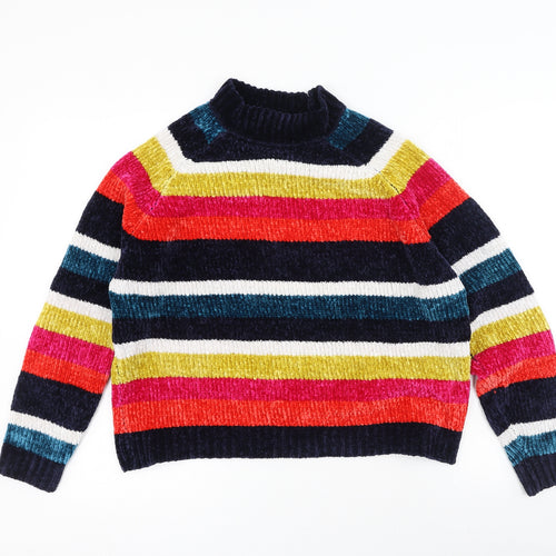 Very  Womens Multicoloured High Neck Striped Polyester Pullover Jumper Size 8