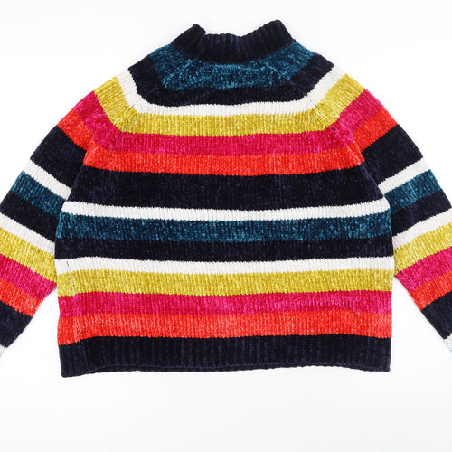 Very  Womens Multicoloured High Neck Striped Polyester Pullover Jumper Size 8