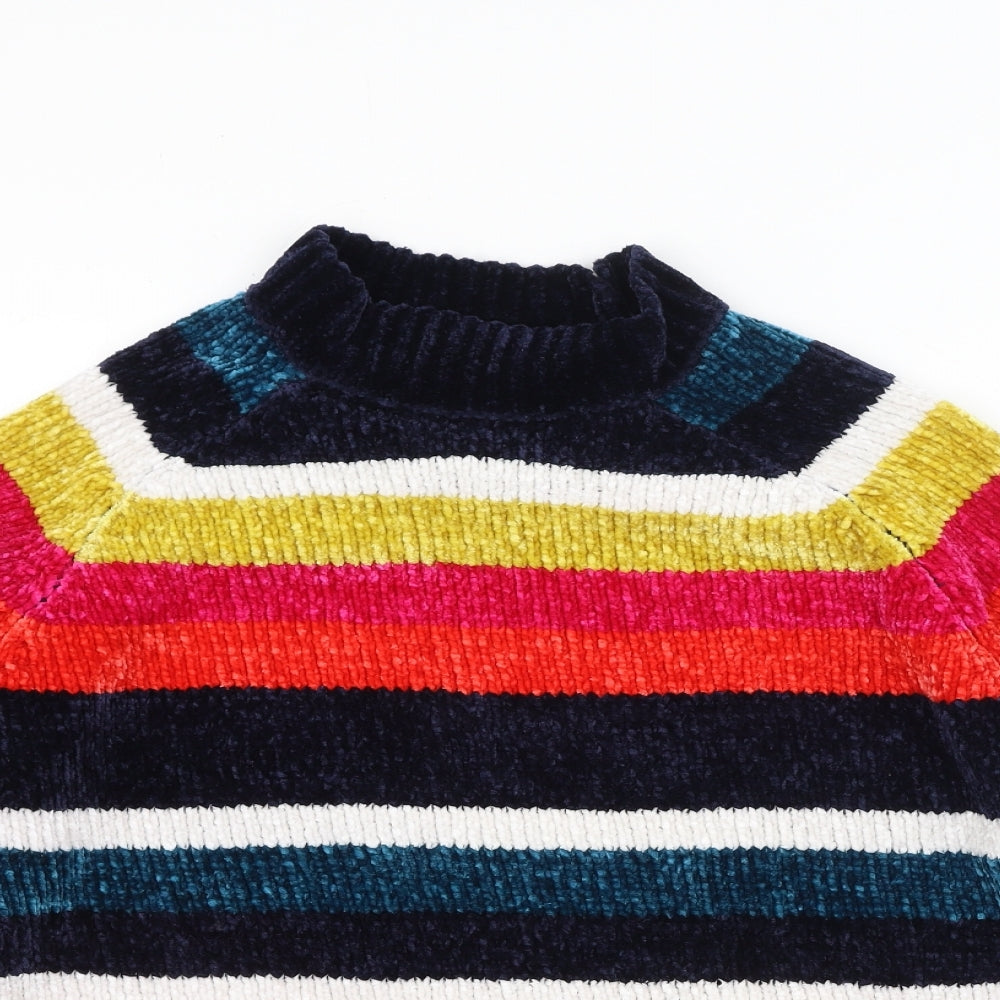 Very  Womens Multicoloured High Neck Striped Polyester Pullover Jumper Size 8