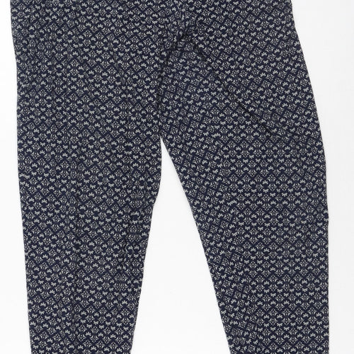 Harem Pants Womens Blue Geometric Polyester Jegging Trousers Size 10 L25 in Regular