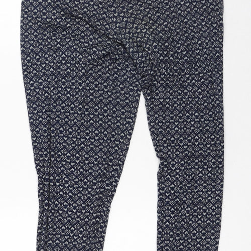 Harem Pants Womens Blue Geometric Polyester Jegging Trousers Size 10 L25 in Regular