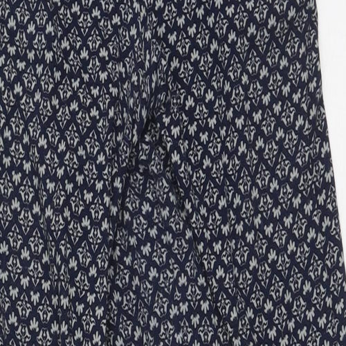 Harem Pants Womens Blue Geometric Polyester Jegging Trousers Size 10 L25 in Regular