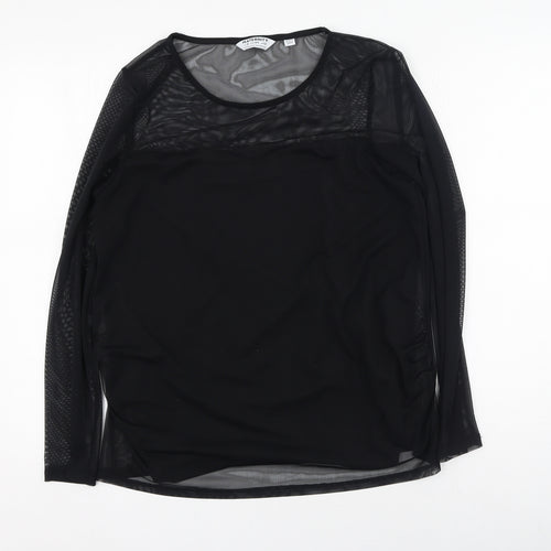 Dorothy Perkins Womens Black  Elastane Basic Blouse Size 12 Round Neck