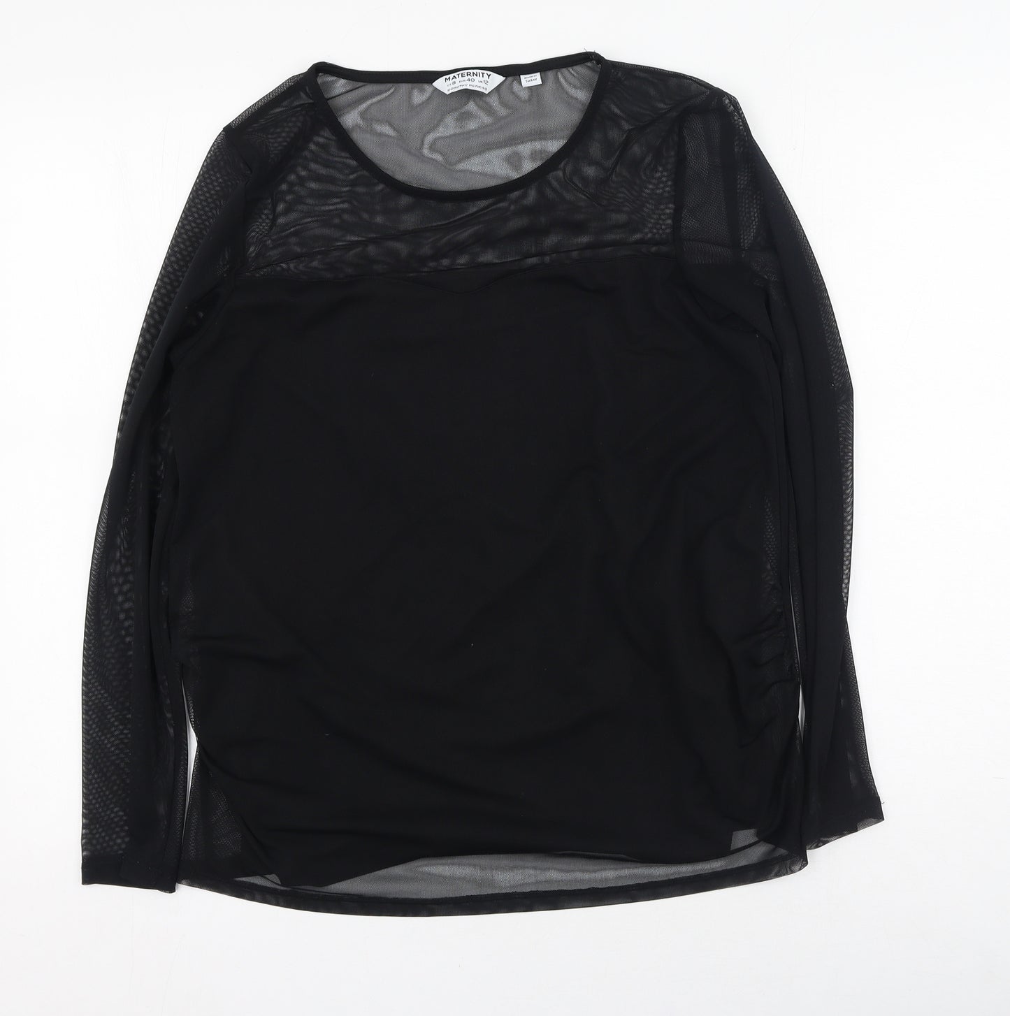 Dorothy Perkins Womens Black  Elastane Basic Blouse Size 12 Round Neck
