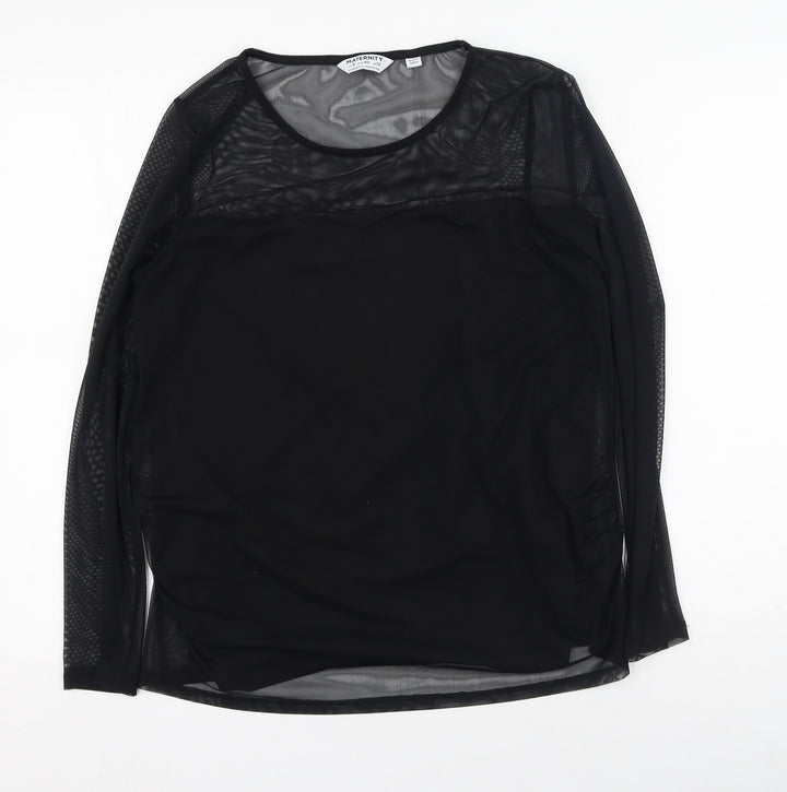 Dorothy Perkins Womens Black  Elastane Basic Blouse Size 12 Round Neck