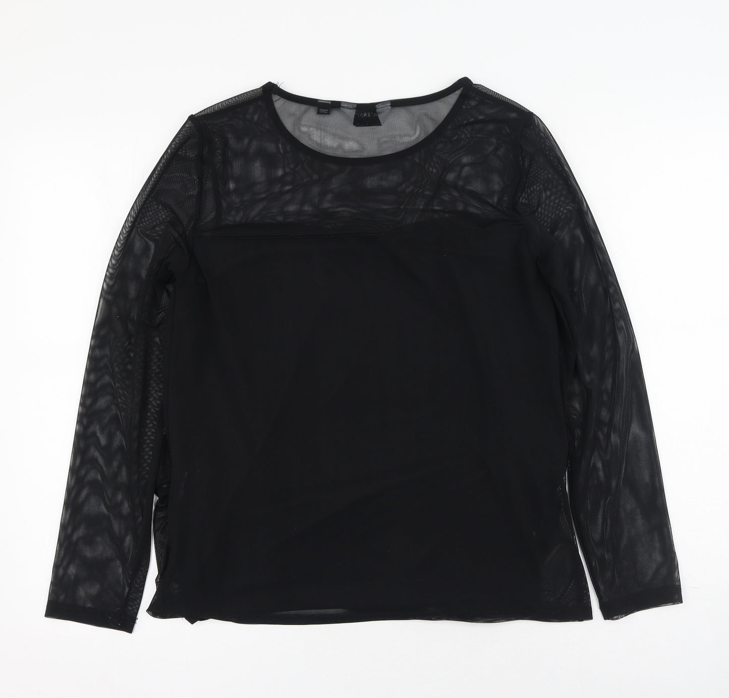 Dorothy Perkins Womens Black  Elastane Basic Blouse Size 12 Round Neck