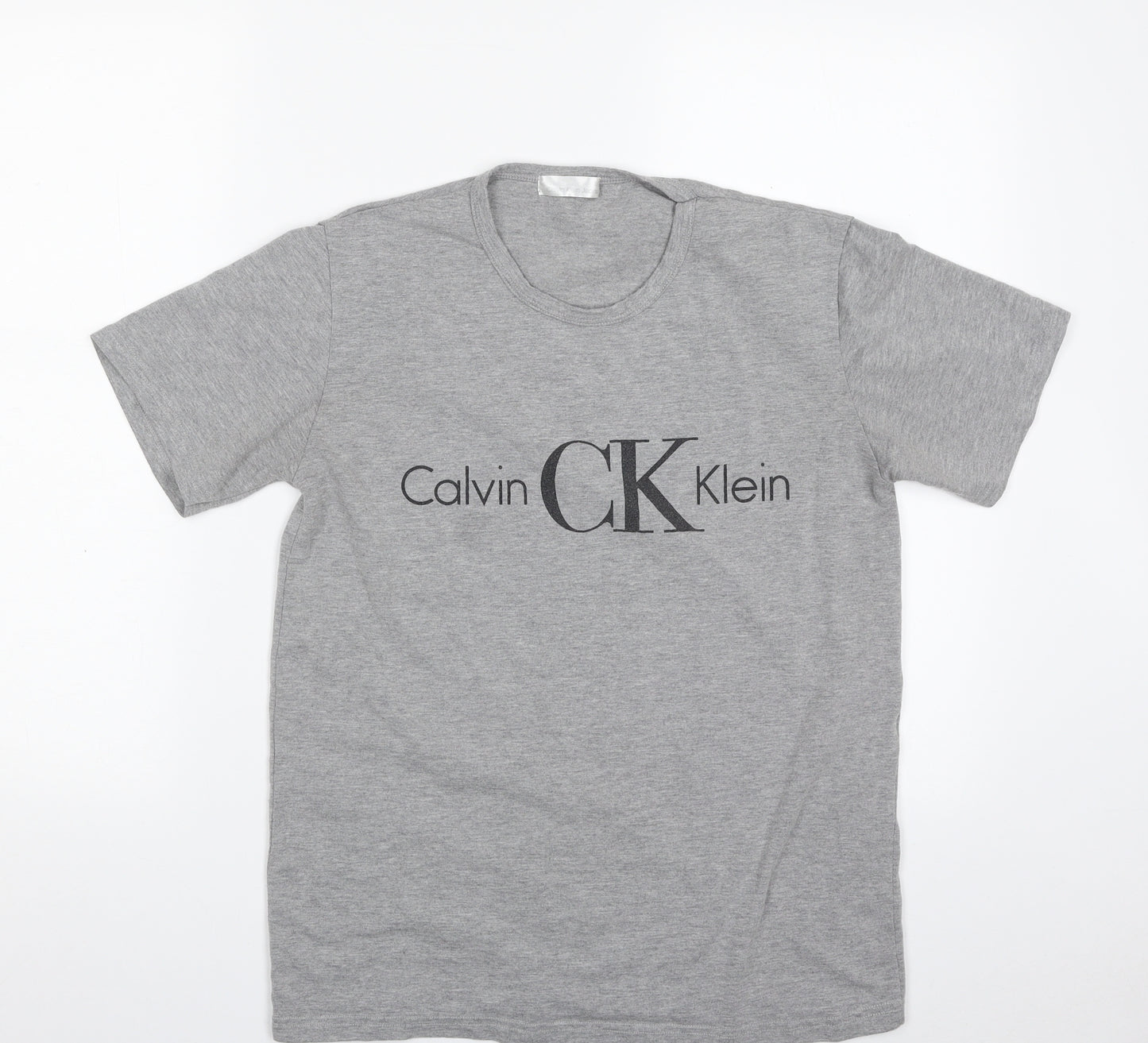 Calvin Klein Womens Grey  Polyester Basic T-Shirt Size S Crew Neck