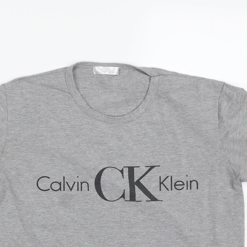 Calvin Klein Womens Grey  Polyester Basic T-Shirt Size S Crew Neck