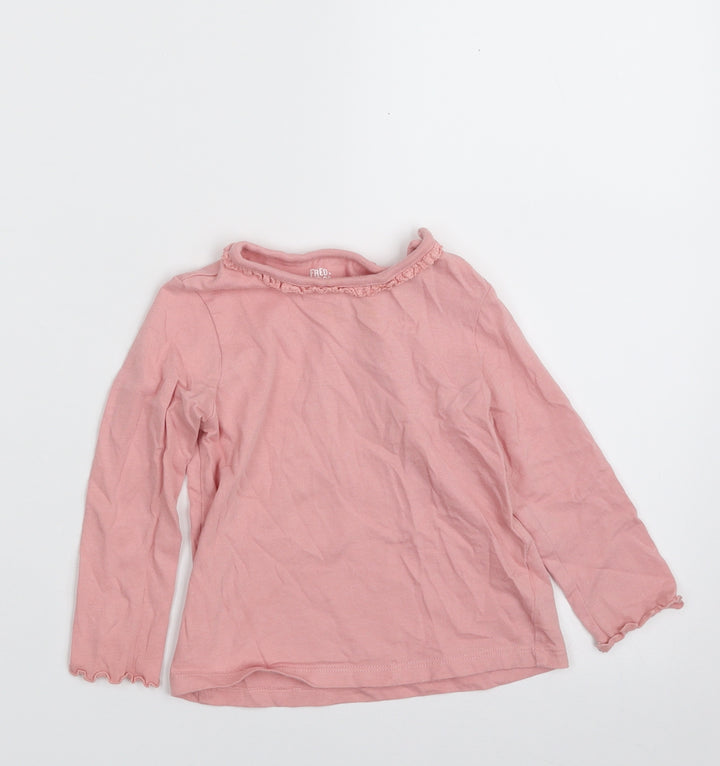 F&F Girls Pink  100% Cotton Basic T-Shirt Size 12-18 Months Round Neck Pullover