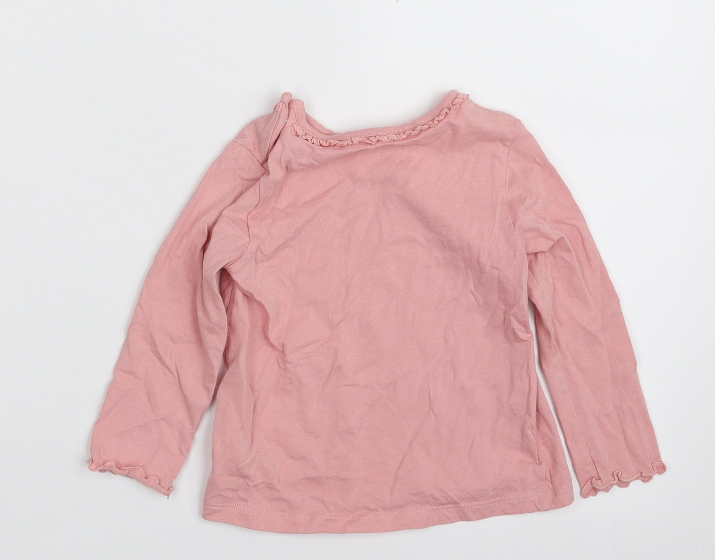 F&F Girls Pink  100% Cotton Basic T-Shirt Size 12-18 Months Round Neck Pullover