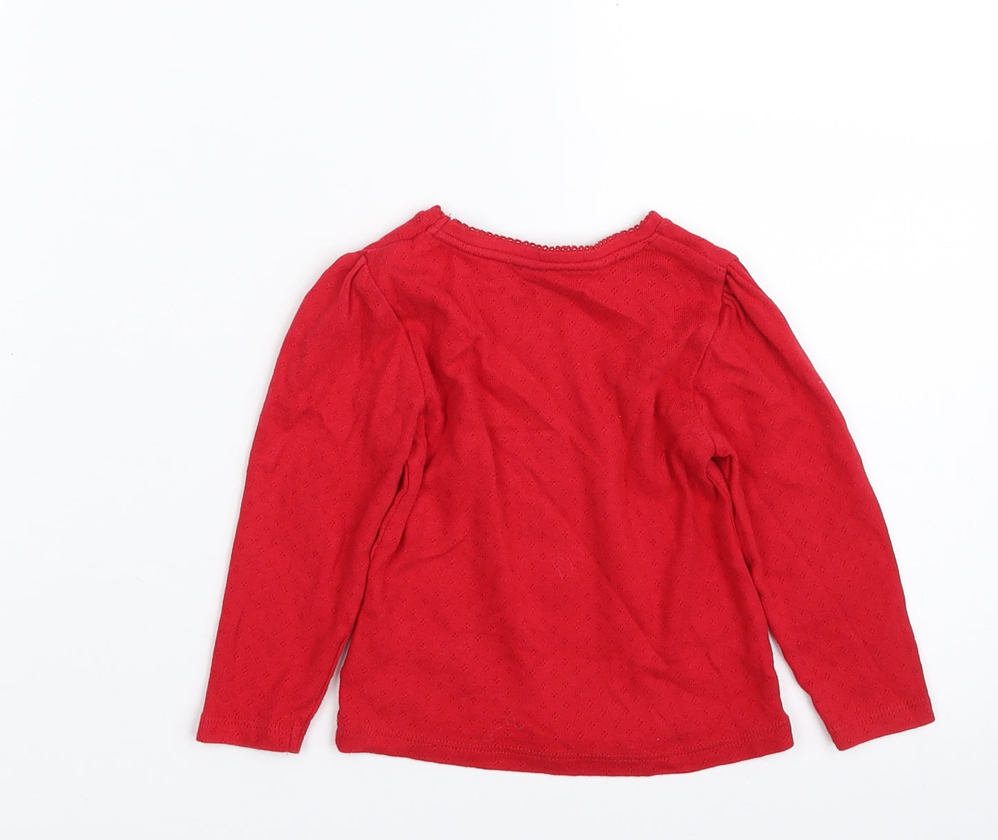 Mothercare Girls Red  Cotton Pullover Jumper Size 12-18 Months  Pullover