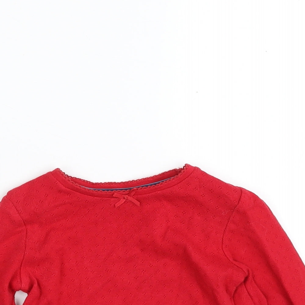 Mothercare Girls Red  Cotton Pullover Jumper Size 12-18 Months  Pullover