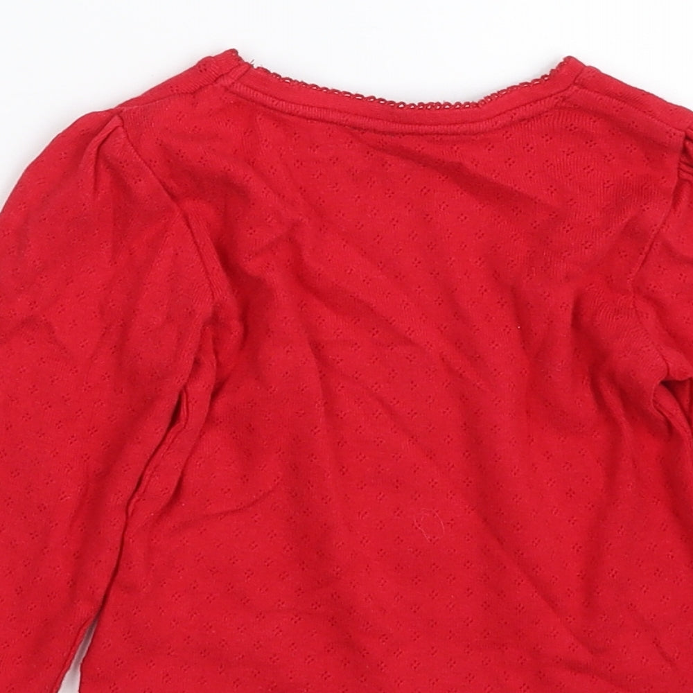 Mothercare Girls Red  Cotton Pullover Jumper Size 12-18 Months  Pullover