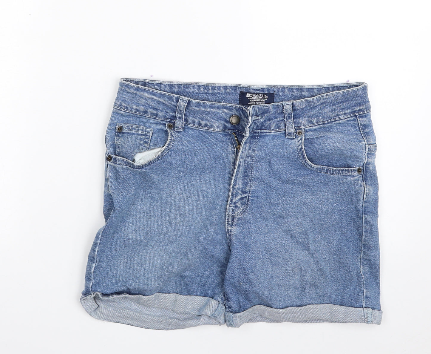 Mountain Warehouse Boys Blue  Cotton Chino Shorts Size 13 Years  Slim Zip