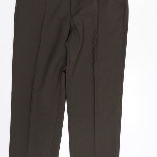 DG's Prestige Mens Green  Polyester Dress Pants Trousers Size 38 in L31 in Regular Zip