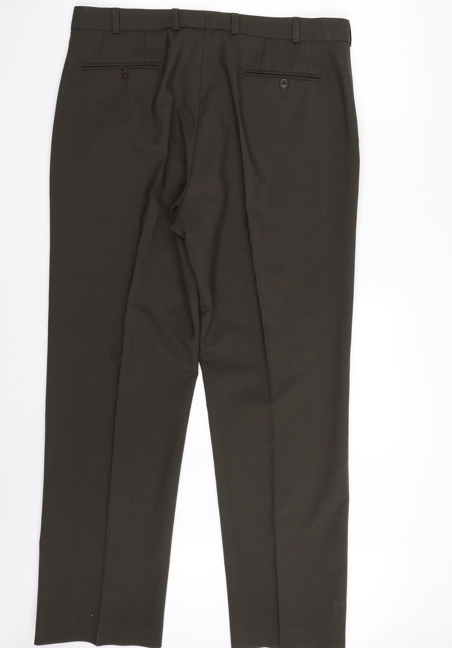 DG's Prestige Mens Green  Polyester Dress Pants Trousers Size 38 in L31 in Regular Zip