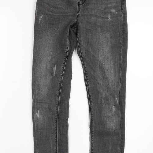 Denim & Co. Womens Grey  Cotton Skinny Jeans Size 8 L27 in Slim Zip